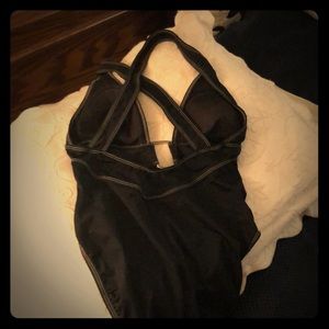 Black deep v neck one suit FINAL SALE